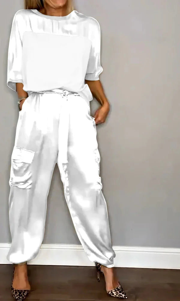 Levoire | Luxurises Satin 2 Pices Ensemble Blanc