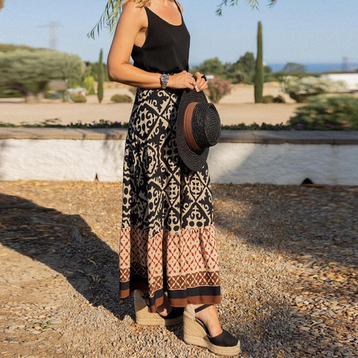 Levoire | Pantalon taille haute géométrique tendance pour un port décontracté Noir