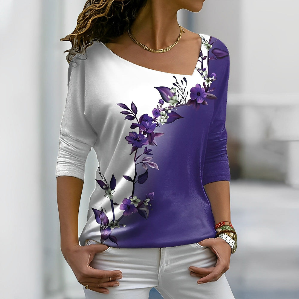 Levoire | T Shirt floral à couleurs contrastées Pourpre