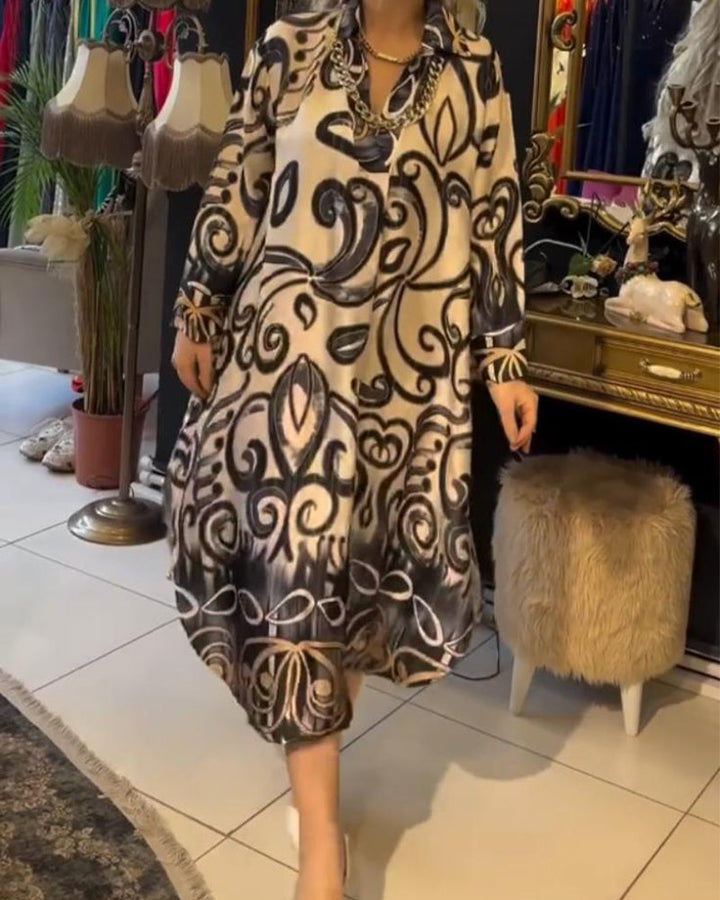 Levoire | Femmes Élégante Robe Imprimée Noir