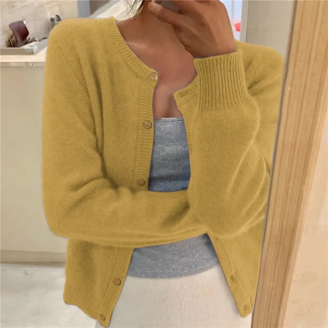 Levoire | Gilet Tricote Uni Pour Femmes, Parfait Pour Un Usage Quotidien Jaune Taille unique