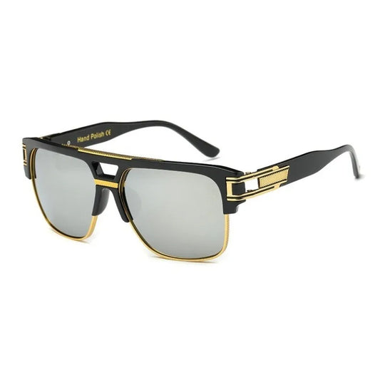 Levoire | Lunettes De Soleil À Monture Carrée Avec Verres Réfléchissants De Luxe Noir Gris