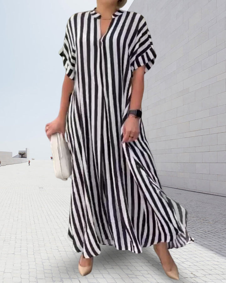 Levoire | Chemise Robe V Avec Motif Rayé