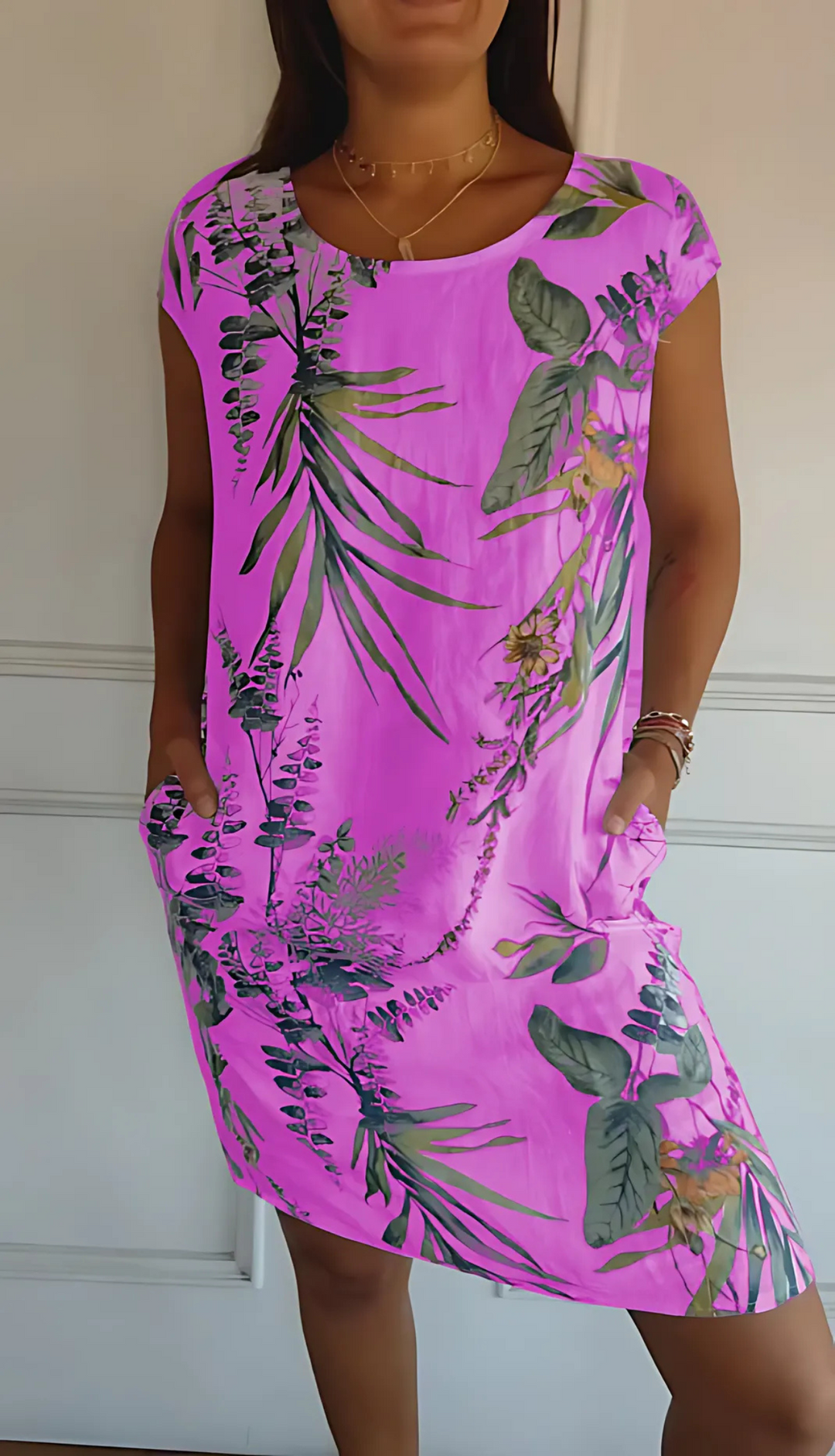 Levoire | Robe Élegante Confortable À Col Rond Violet