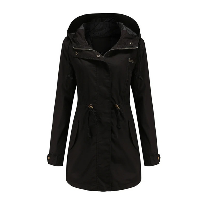 Levoire | Veste Longue Imperméable À Capuche Et Avec Cordon Réglable Noir