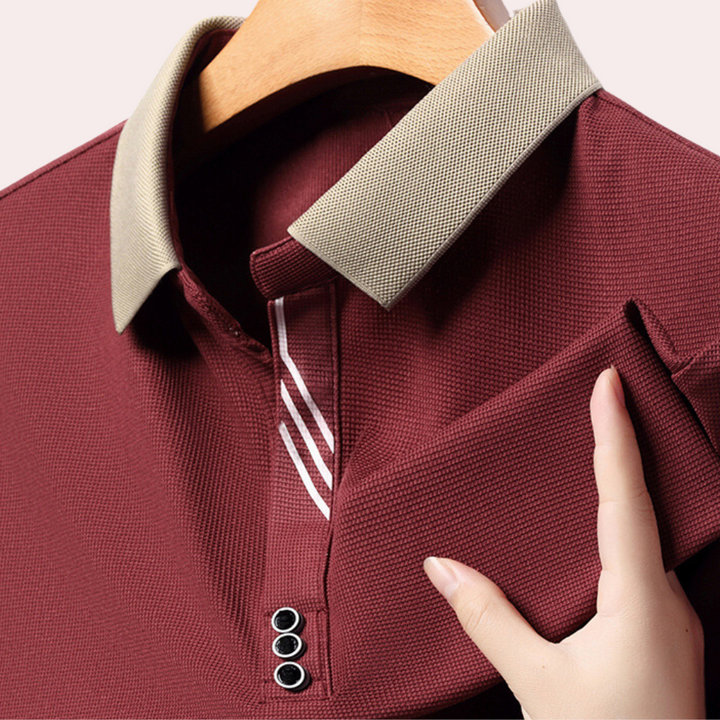 Levoire | Polo décontracté pour hommes à manches longues Chemise élégante pour hommes Rot