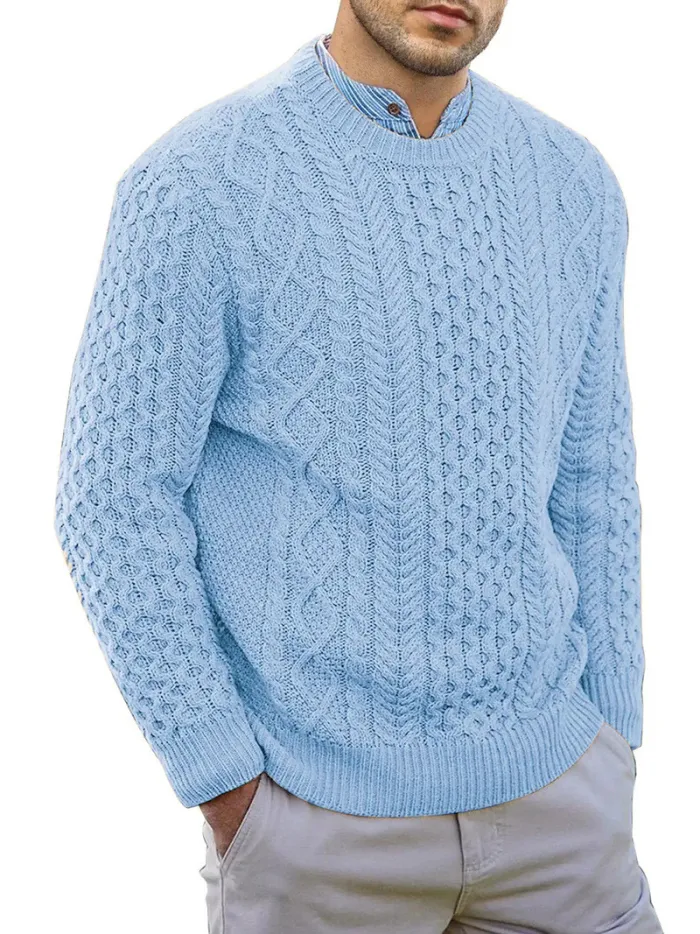 Levoire | Pull Homme À Col Rond Décontracté Et Confortable Bleu
