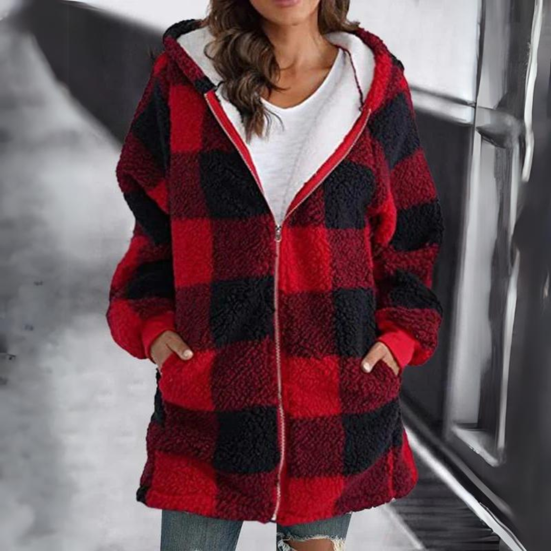 Levoire | Veste D'hiver Surdimensionnée Pour Femmes | Capuche Rouge
