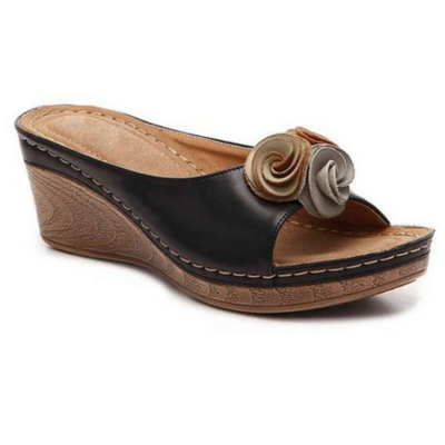 Levoire | Sandales compensées en cuir Noir