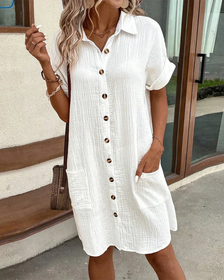 Levoire | Dames Élégante Robe Chemise Blanc