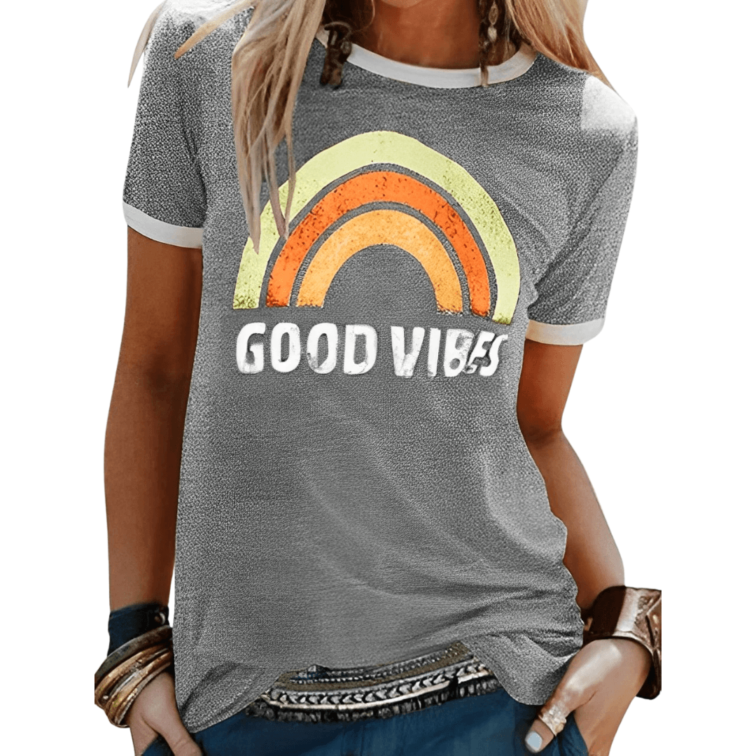 Levoire | Top Femme Tendance T-Shirt Graphique Rétro Gris