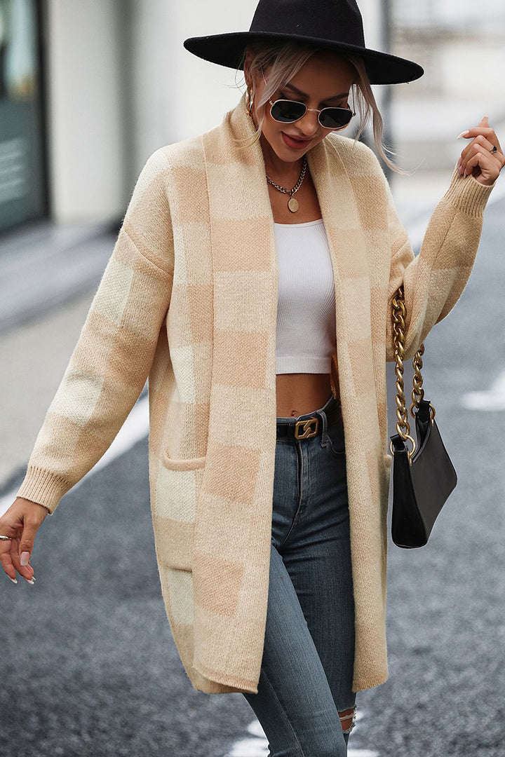 Levoire | Veste À Rayures En Tricot Avec Épaules Tombantes Et Poche De Sophie Beige