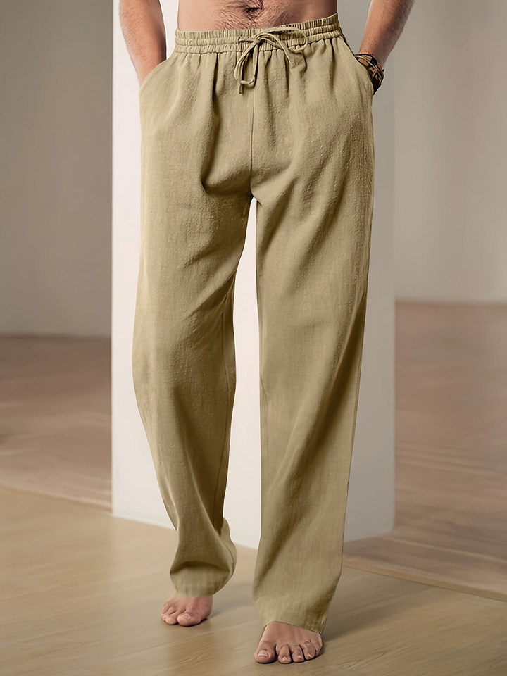 Levoire | Hommes Pantalon en Lin Décontracté Confortable En Été Pour Hommes Khaki