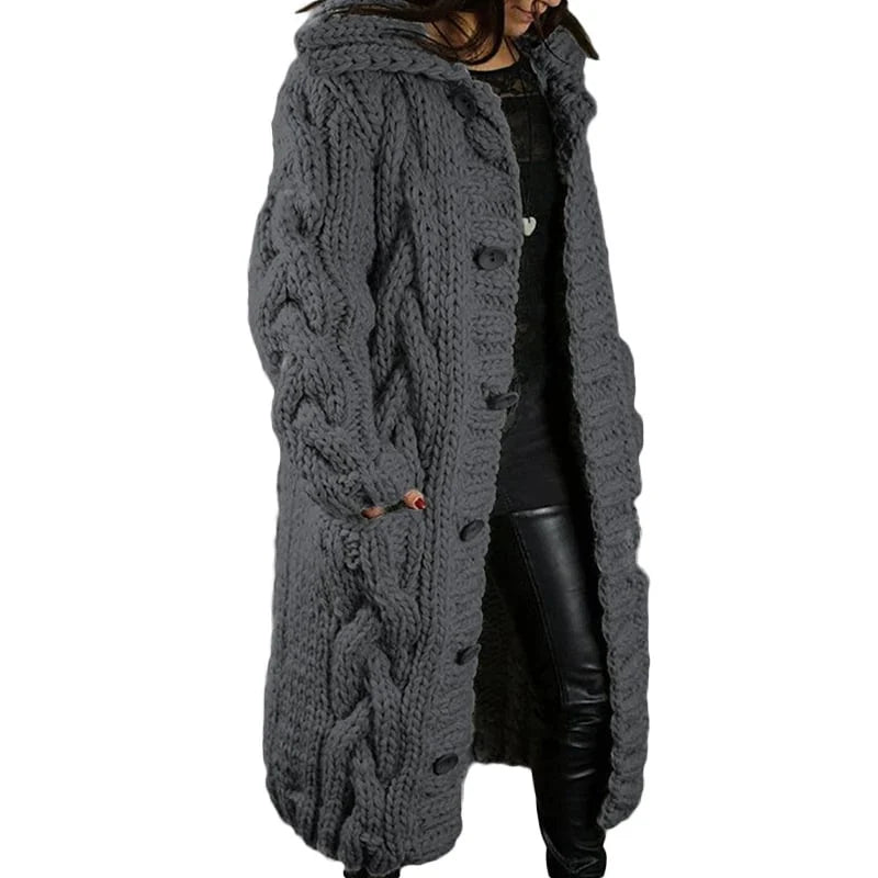 Levoire | Grosse Veste En Maille Pour Femme - Pull D'Hiver Gris Foncé
