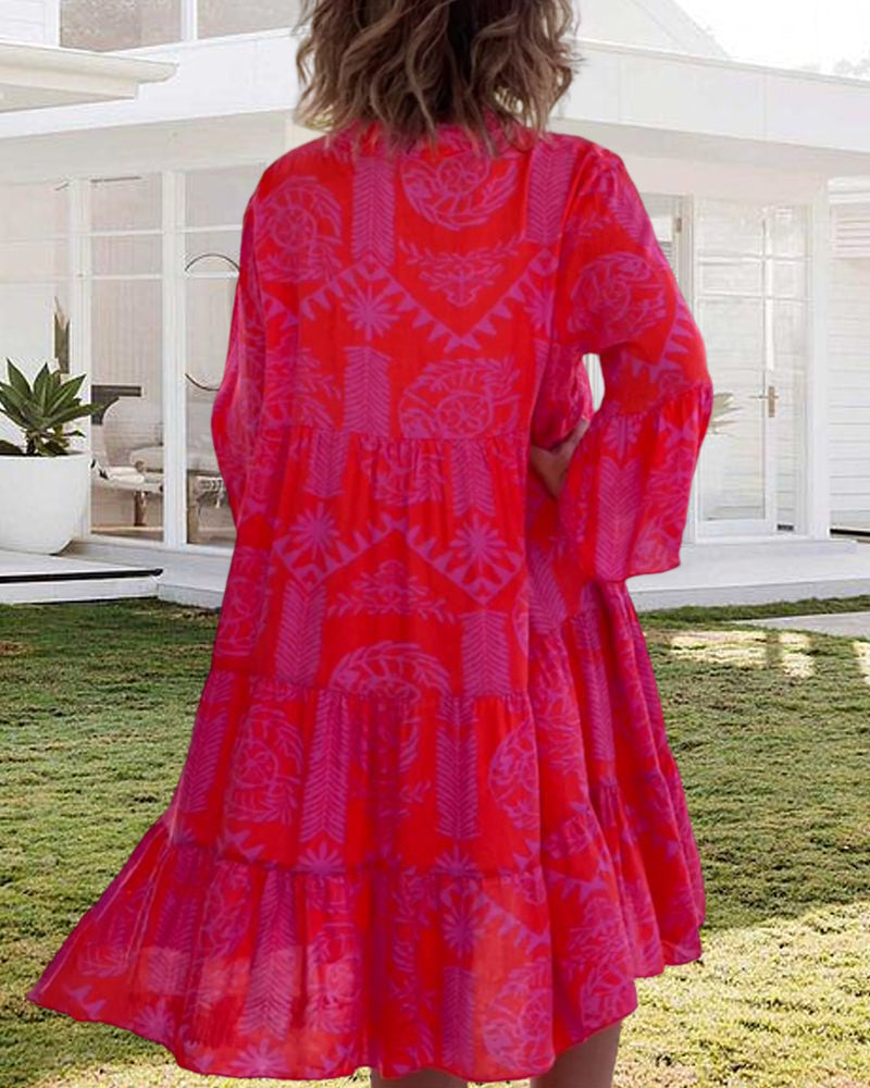 Levoire | Robe Imprimé Boho À Manches Trois Quarts