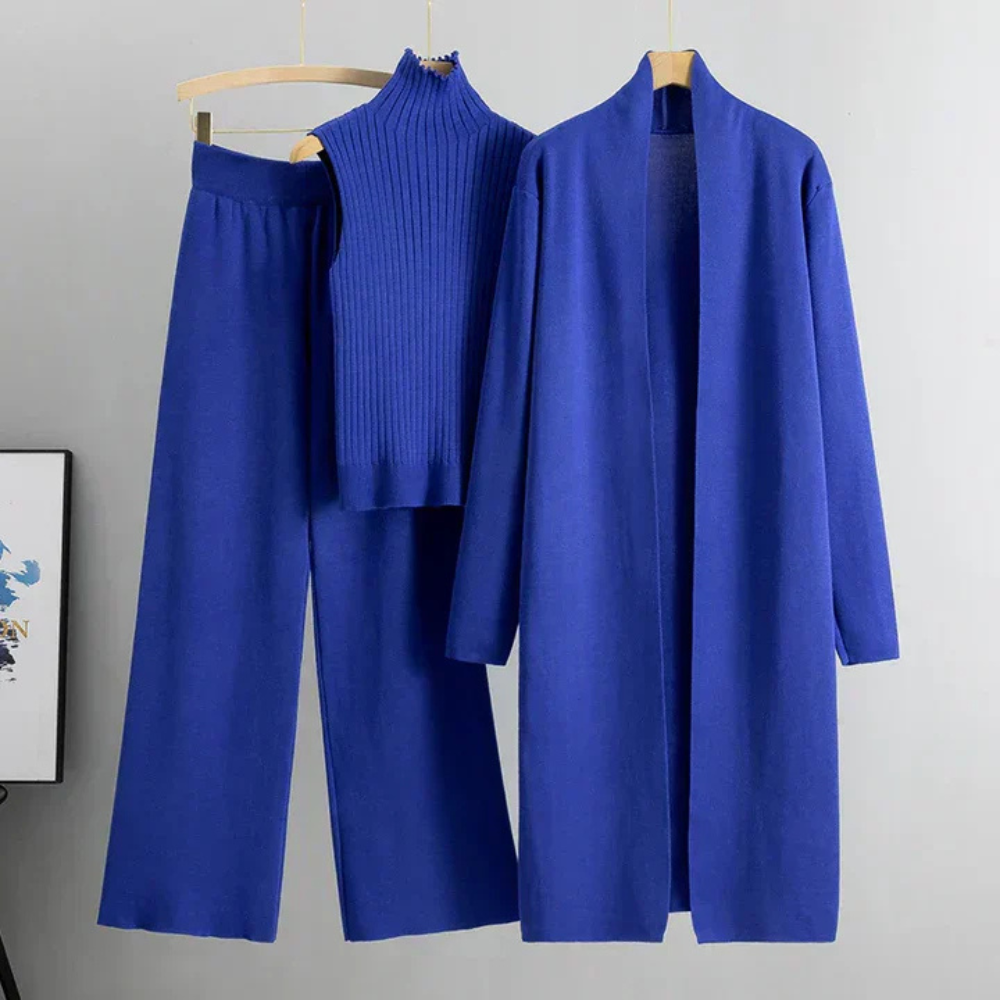 Levoire | Élégant Et Confortable Ensemble En Trois Pièces Bleu une taille