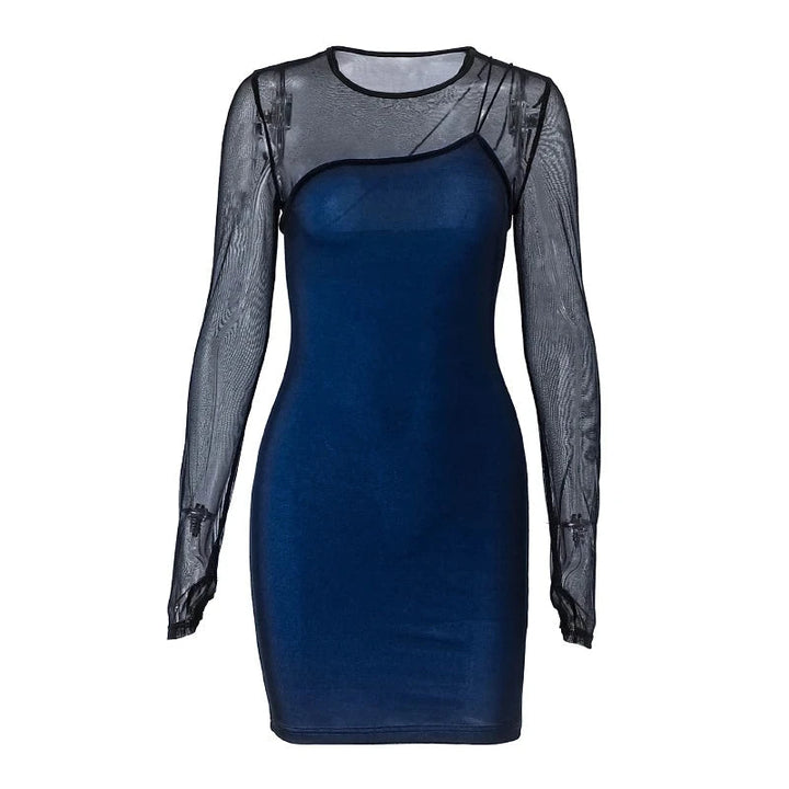 Levoire | Robe Mini Sexy Noire En Réseau À Pois
