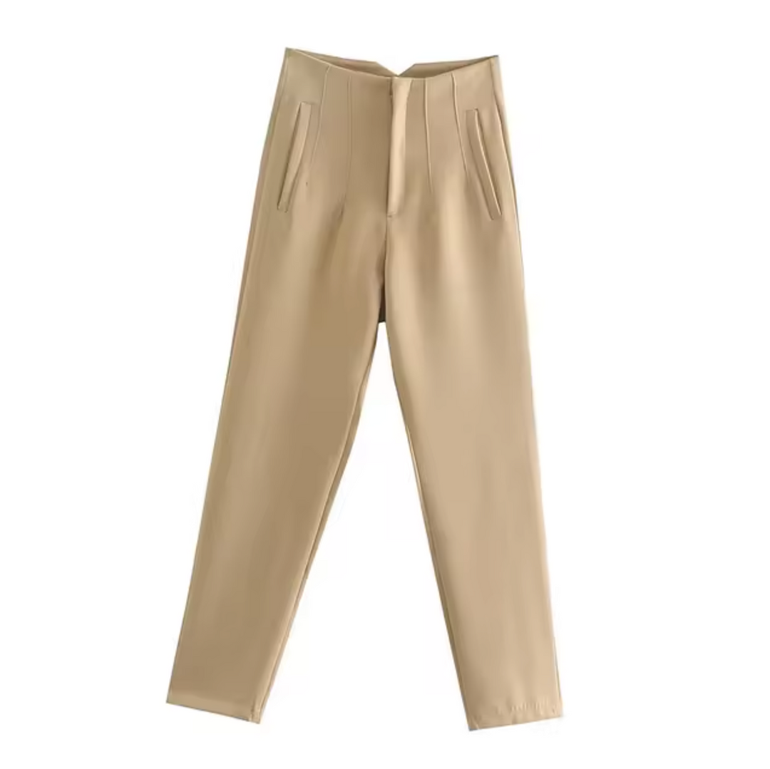 Levoire | Pantalon Cropped Taille Haute Khaki