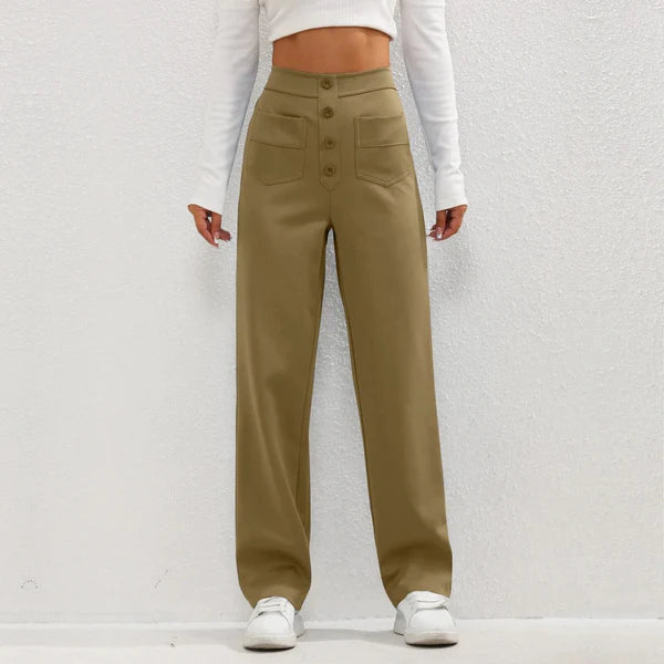 Levoire | Femmes Pantalon Décontracté Taille Haute Et Jambes Droites Tendance Pour Femmes Chameau