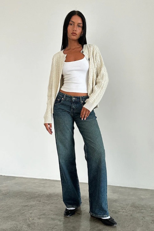 Levoire | Jean taille basse en denim extensible tendance pour femmes Bleu