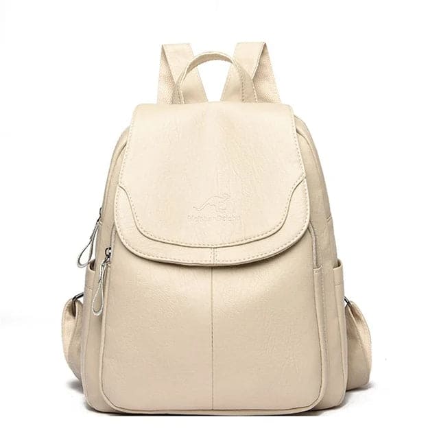 Levoire | Sac À Dos En Cuir Élégant Avec Protection Anti-Vol Pour Femmes Beige