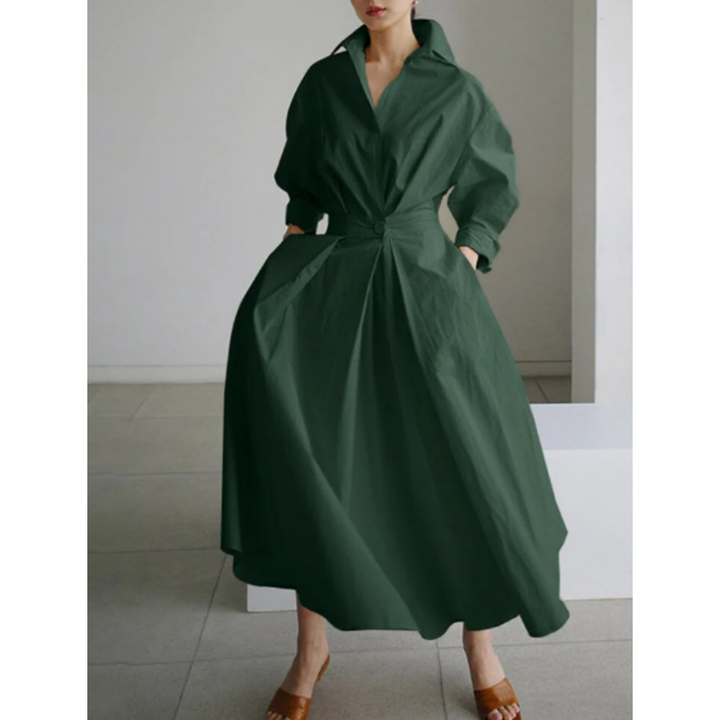 Levoire | Robe Maxi Croisée À Manches Longues Pour Femmes Vert militaire