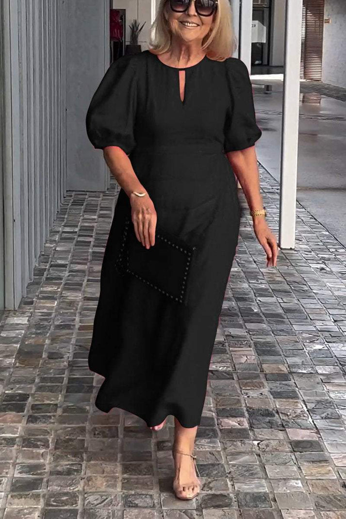 Levoire | Robe unie en coton et lin Noir