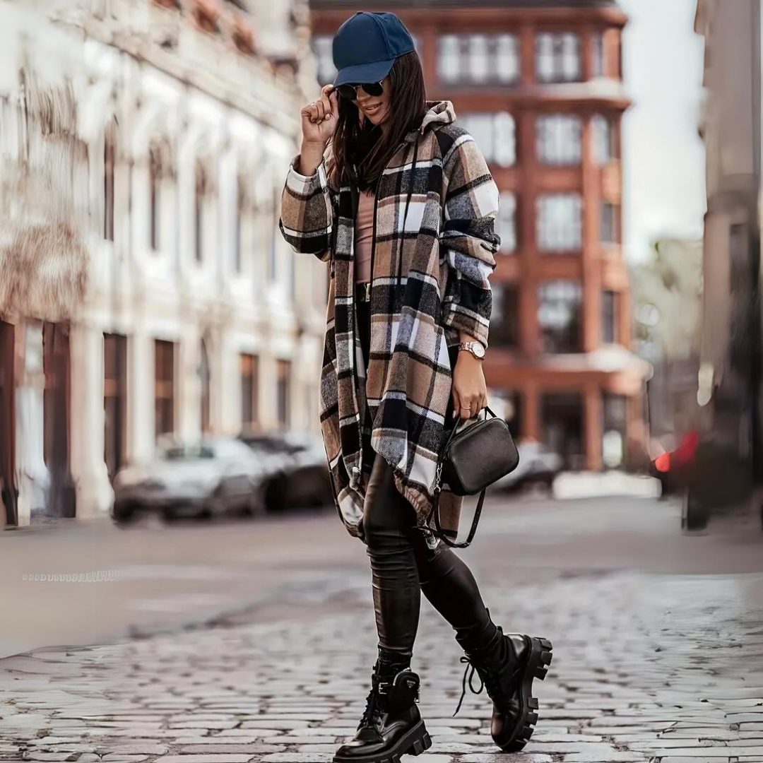 Levoire | Gilet À Carreaux Tendance Pour Femmes Braun