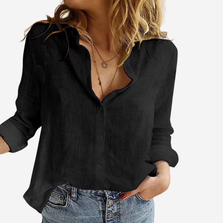Levoire | Chemisier Femme En Mélange De Lin Noir