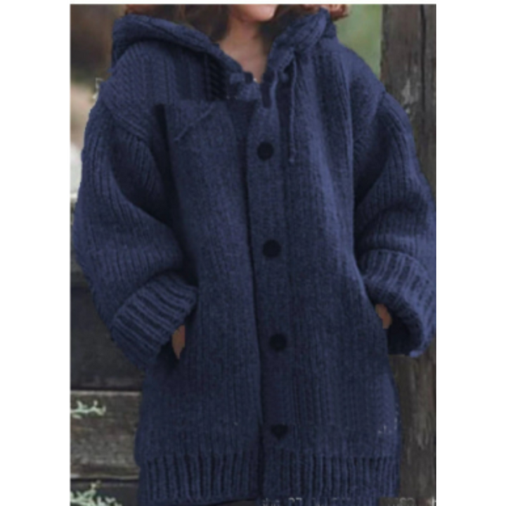 Levoire | Manteau Douillet Avec Capuche Et Boutons Pour Femme Bleue