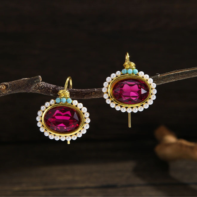 Levoire | Récolte De Vin Boucles D'Oreilles En Cristal Rouge