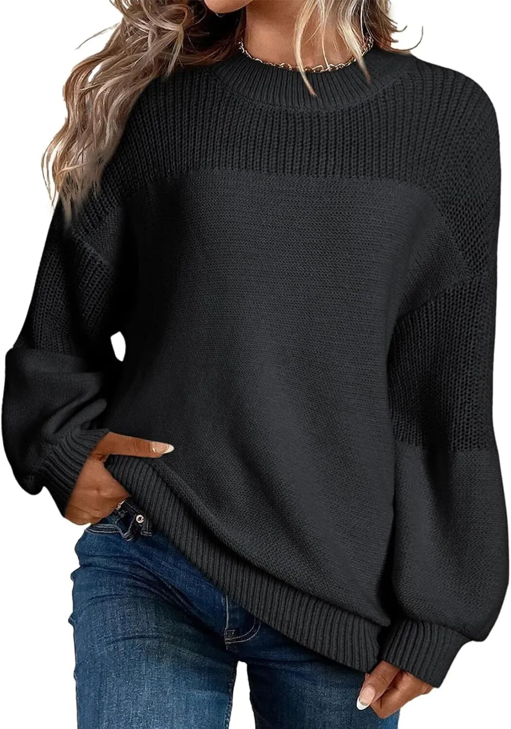 Levoire | Pull en tricot pour femmes Pull surdimensionné doux dans un style minimaliste Noir
