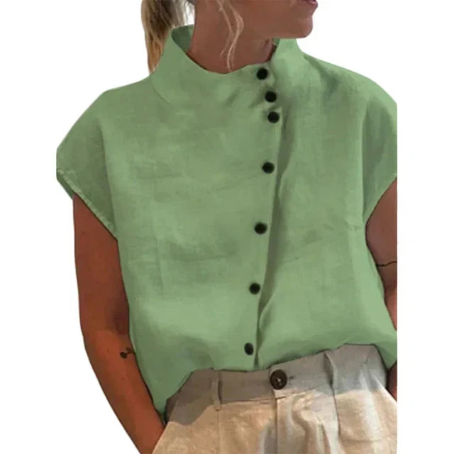 Levoire | Blouse Élégante Avec Col Montant Vert