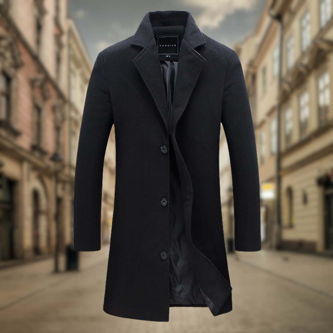 Levoire | Long manteau d'automne pour hommes Noir