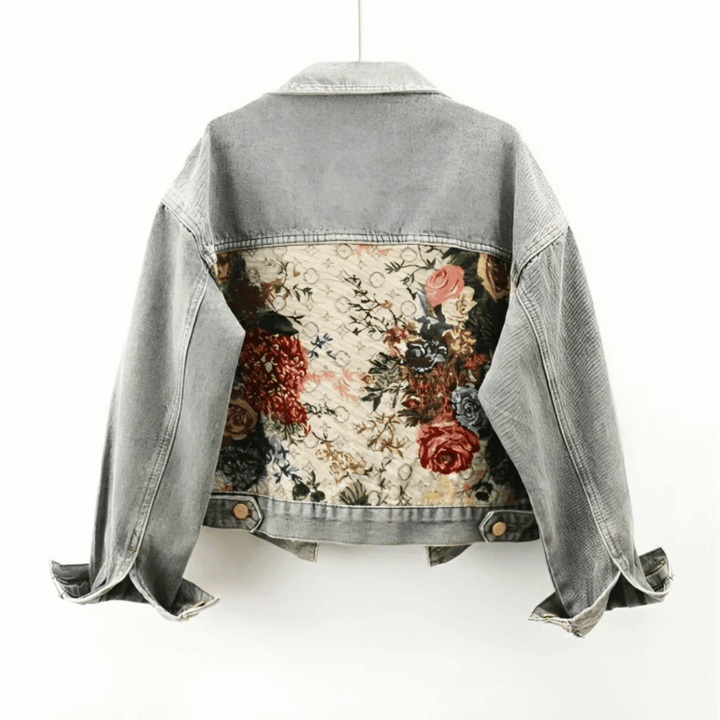 Levoire | Veste En Denim À Fleurs Peintes À La Main Fleurs & Coton Bio