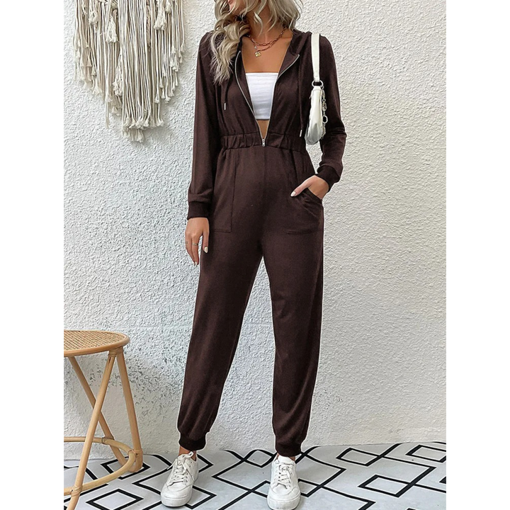 Levoire | Ensemble De Sport Pour Femmes Avec Fermeture Éclair Et Capuche Brun foncé