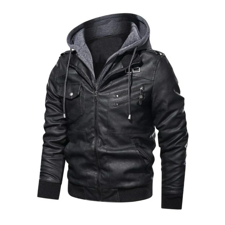 Levoire | Veste En Cuir Avec Capuche Intégrée