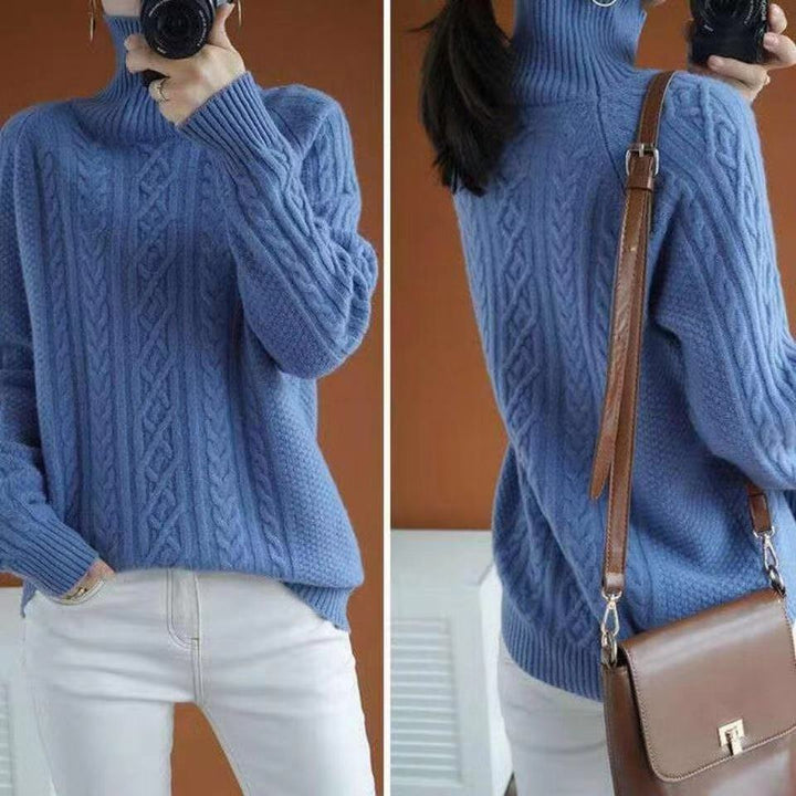 Levoire | Pull En Maille Chaud Pour Femmes | Col Roulé Turquoise taille unique