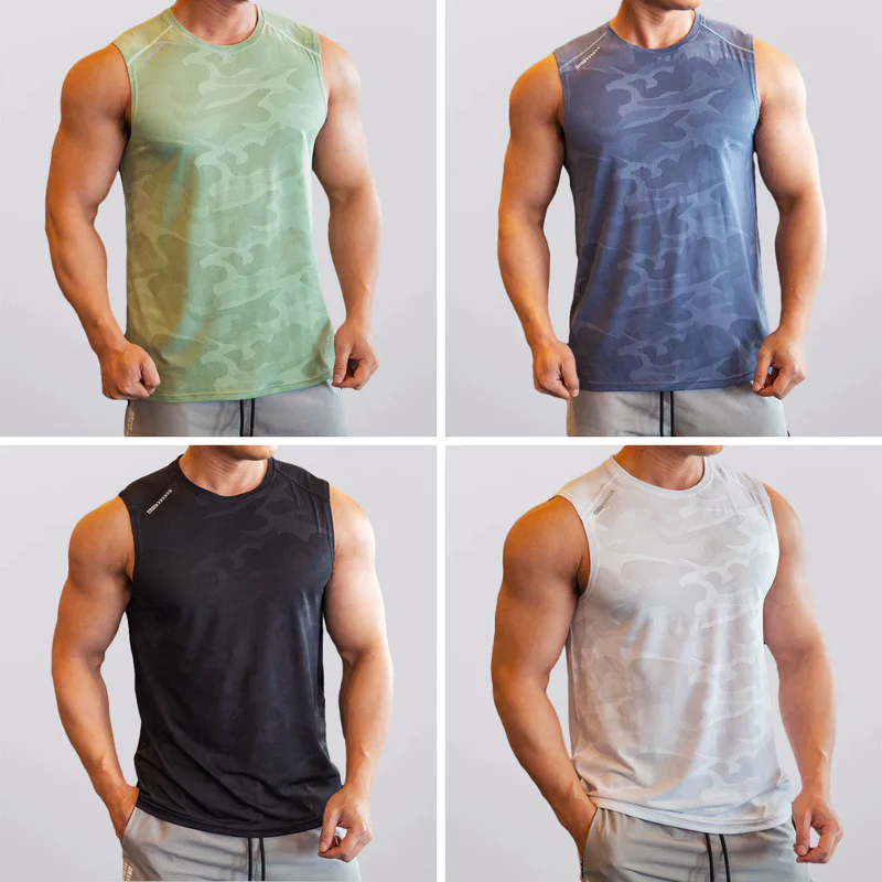Levoire | T-shirt de sport pour hommes sans manches pour l'été Vert Bleu Noir (1 Gratuit)