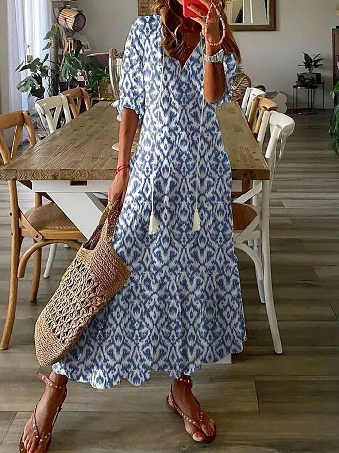 Levoire | Robe Midi D'Été Avec Design De Lumière Ciel Céleste