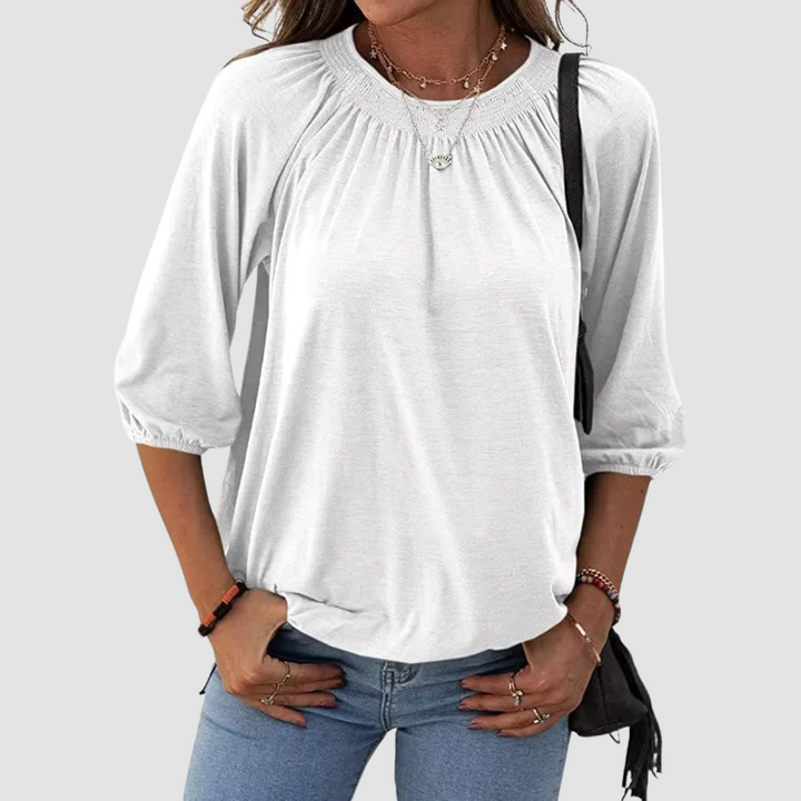 Levoire | Loose Fit Femme Top À Manches Mi-Longues Blanc