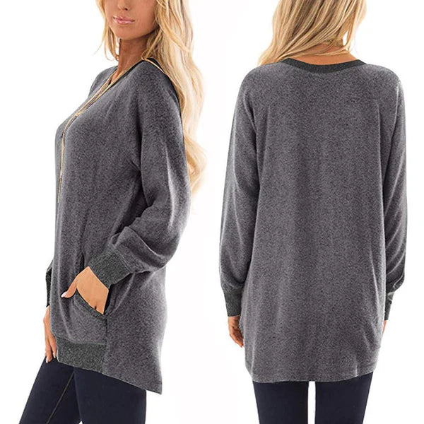 Levoire | T-Shirt Femme À Manches Longues, Col Rond Et 2 Poches