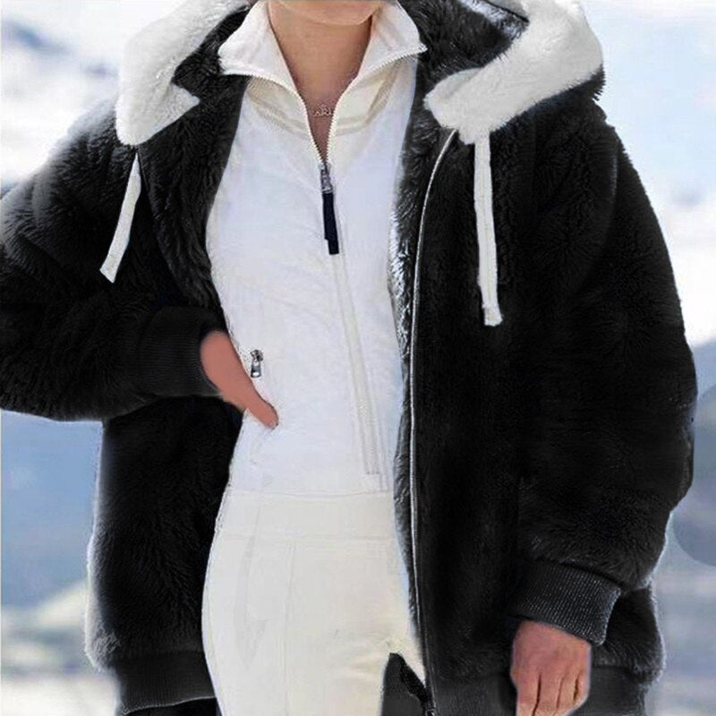 Levoire le plus confortable hiver en peluche à capuche Noir
