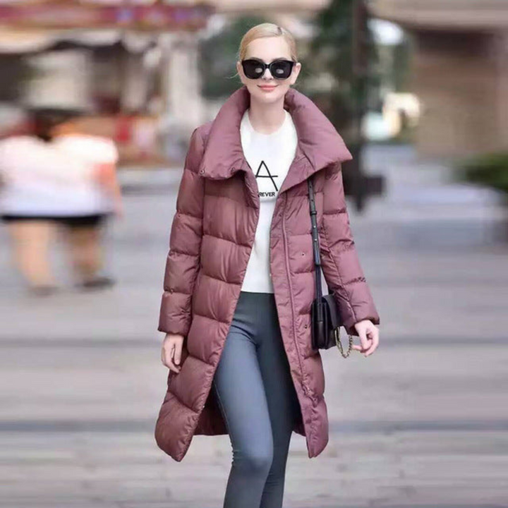Levoire | Long Doudoune Avec Grand Col Pour Femmes Rose