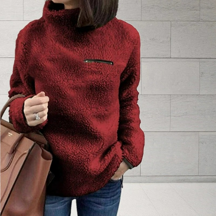 Levoire | Chemise à col pour femmes en polaire, chaude et confortable Rot