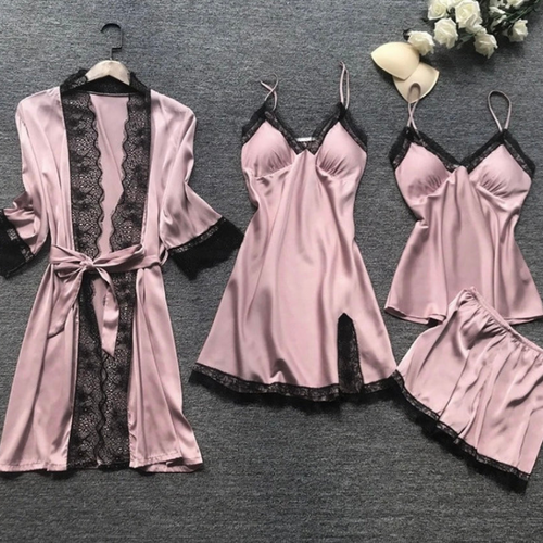 Levoire | Satin Pyjama pour femmes Ensemble 4 pièces Style élégant et raffiné