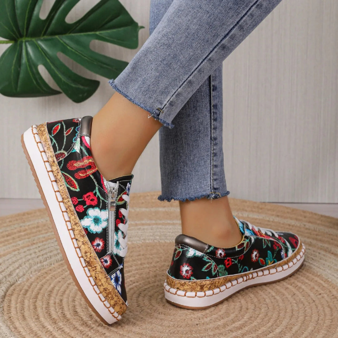 Levoire | Belles chaussures à lacets à motif floral pour femmes