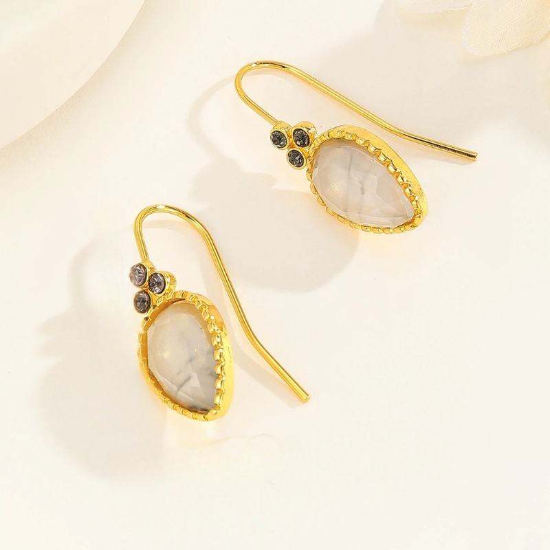 Levoire | Boucles D'Oreilles Élégantes En Forme De Gouttes Suspendues Or Blanc