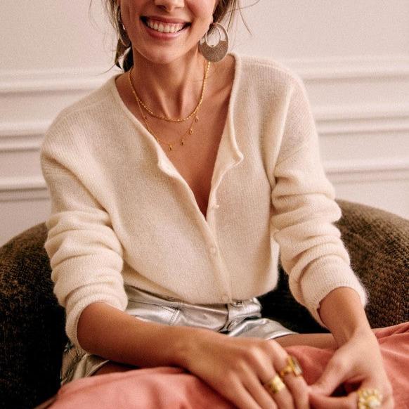 Levoire | Veste En Tricot Élégante Avec Une Coupe Douce Et Des Boutons Pour Femmes Beige