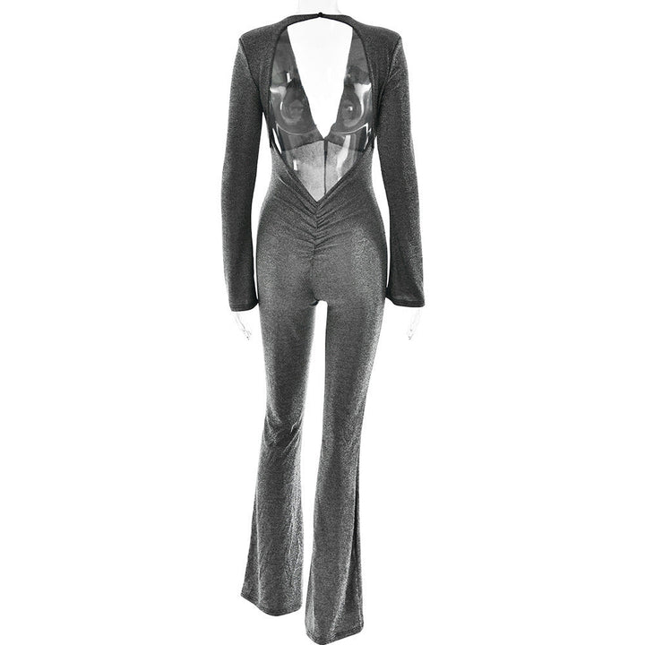 Levoire | Robe salopette élégante à décolleté en V et au dos ouvert Gris